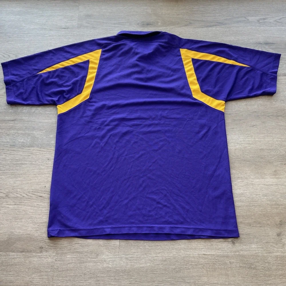 Nike Denver Broncos NFL Purple Yellow Polo Shirt Men's XXL Dri-FIT Athletic